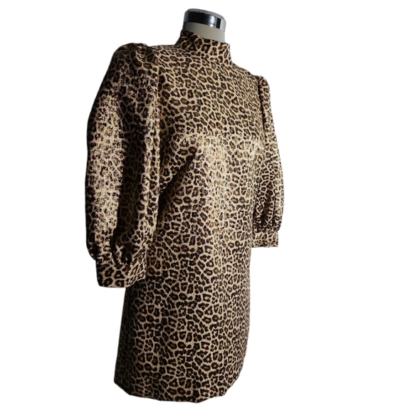 NEW ZARA Luxury  Leopard with Gold Metallic and Brown Dress Size XSl - Picture 7 of 17